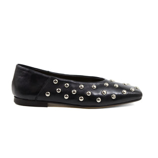 Elisa Studs Ballet Flat — Black Leather | Made in Italy · Michele Lopriore