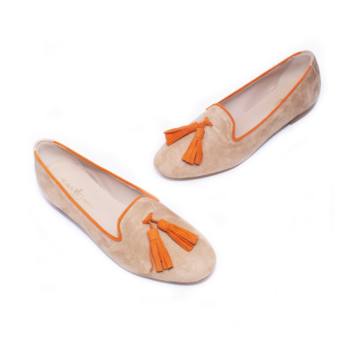 suede camel/orange