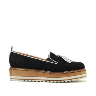 Cassidy Loafer — Camoscio Nero suede with silver laminato tassel | Michele Lopriore