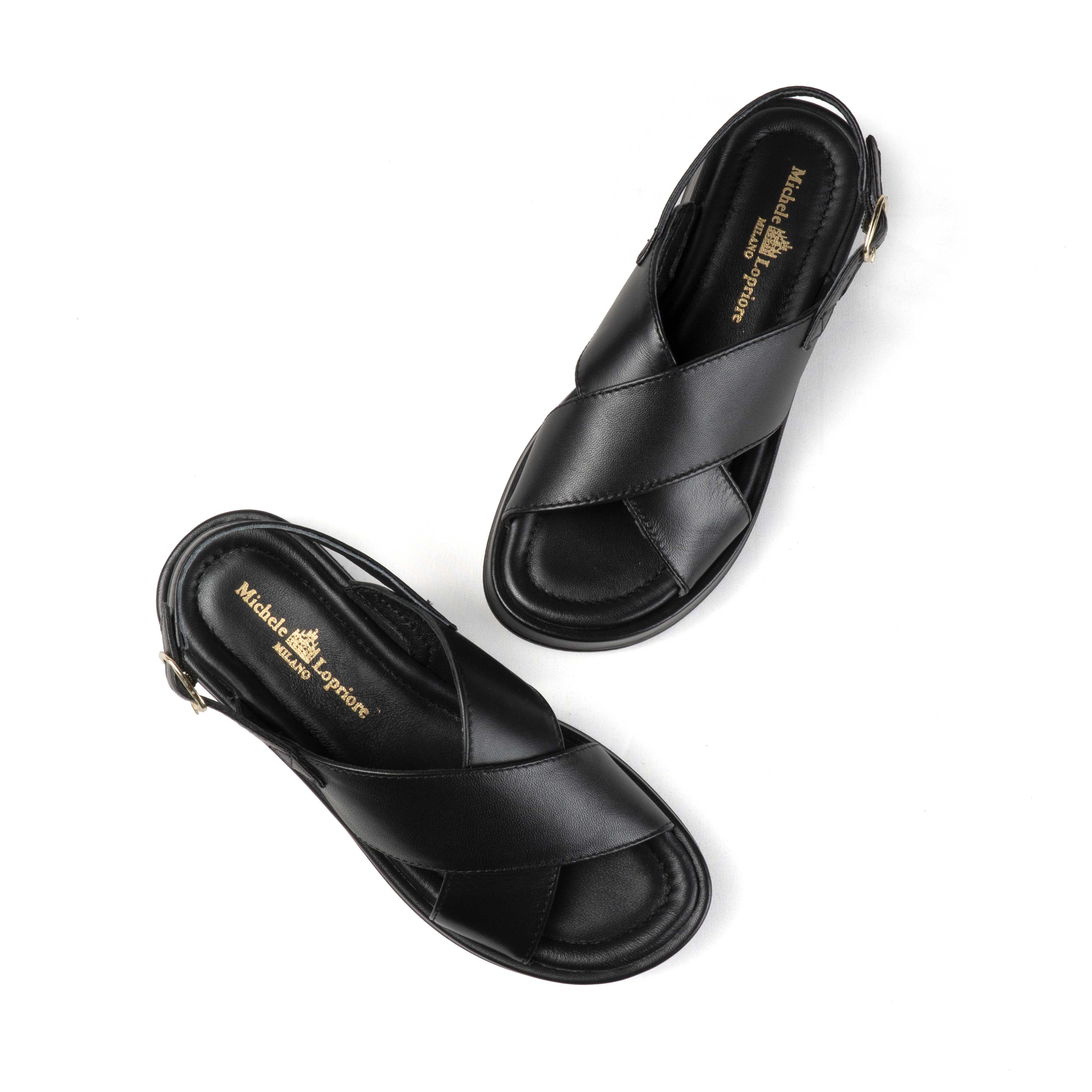 Marica Hammered Leather Platform Sandal | Michele Lopriore