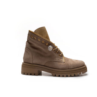 Strass Combat Boot — gold strass detail