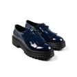 blue patent leather