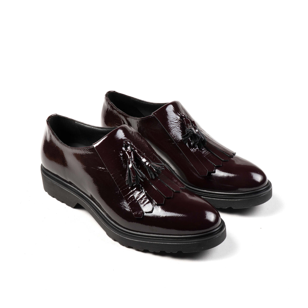 bordeaux patent leather