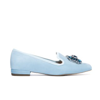 Athena Loafer — Sky Blue Velvet | Michele Lopriore