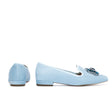 Athena Loafer — Sky Blue Velvet side view | Michele Lopriore