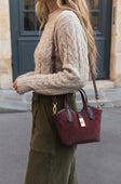 Amelie Mini Bag — Suede Burgundy worn | Michele Lopriore