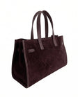 Camberra Tote Bag — Suede Burgundy front | Michele Lopriore