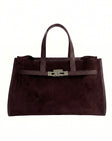 Camberra Tote Bag — Suede Burgundy | Michele Lopriore