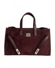 Camberra Tote Bag — Suede Burgundy detail | Michele Lopriore