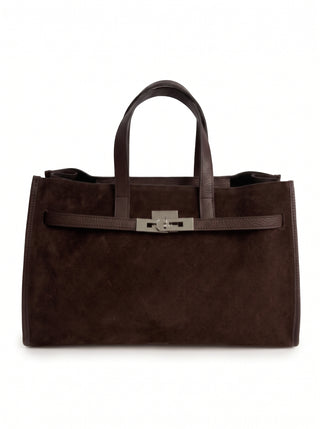 Camberra Tote Bag — Suede Brown | Michele Lopriore