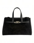 Camberra Tote Bag — Suede Black | Made in Italy · Michele Lopriore