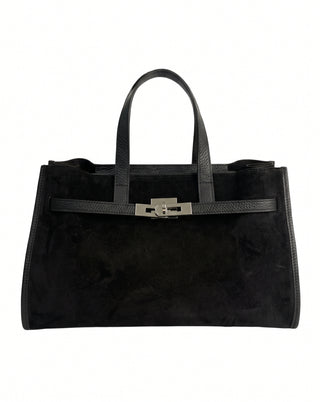 Camberra Tote Bag — Suede Black | Made in Italy · Michele Lopriore
