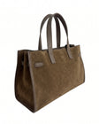 Camberra Tote Bag — Suede Taupe side | Michele Lopriore