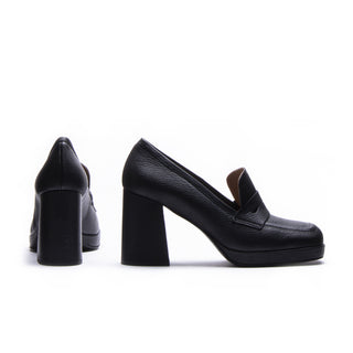 Hellen Platform Mocassin — Black Leather | Michele Lopriore