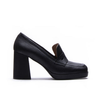 Hellen Platform Mocassin — Black Leather | Michele Lopriore