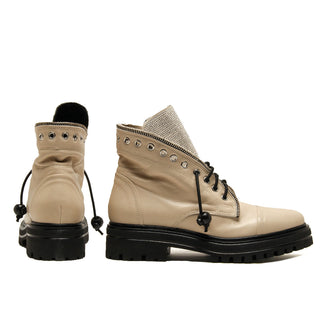 Strass Combat Boot — Off White | Made in Italy · Michele Lopriore