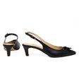 Valentina Kitten Heels Slingback — Black Leather side view | Michele Lopriore