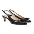 Valentina Kitten Heels Slingback — Black Leather back view | Michele Lopriore