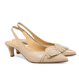 Charlotte Kitten Heels Slingback — Nude Leather side view | Michele Lopriore