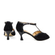 Gemma T Lace Pump — Black Suede back view | Michele Lopriore