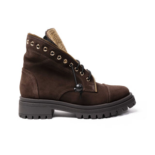 Strass Combat Boot — Suede Brown main | Made in Italy · Michele Lopriore