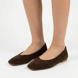 Elisa Ballet Flat — Chestnut Brown Suede | Made in Italy · Michele Lopriore