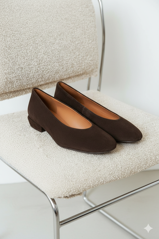 Angela Kitten Heel — Brown Suede | Michele Lopriore