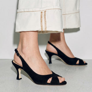 Yara Slingback Pump — Black Suede | Michele Lopriore