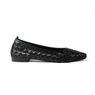Lila Pointy Flats — Black Leather | Michele Lopriore