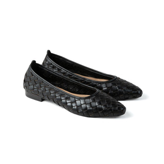 Lila Pointy Flats — Black Leather | Michele Lopriore