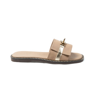 Capri Slides — Cappuccino Gold Leather | Michele Lopriore
