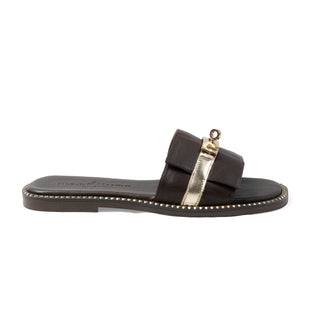 Capri Slides — Cocoa Gold Leather | Made in Italy · Michele Lopriore