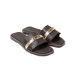 Capri Slides — Cocoa Gold Leather back view | Michele Lopriore
