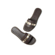 Capri Slides — Cocoa Gold Leather detail | Michele Lopriore