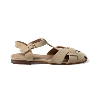 Toscana T Strap Sandals — Sand Suede | Michele Lopriore