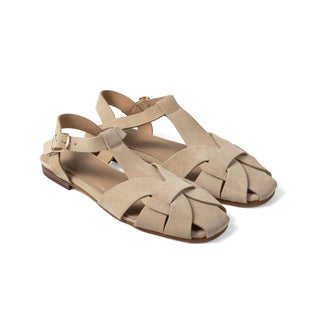Toscana T Strap Sandals — Sand Suede | Michele Lopriore