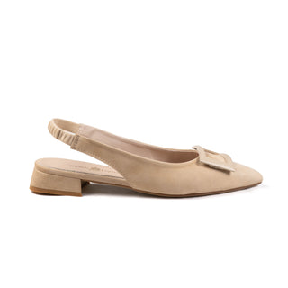 Marta Sling Back Flats — Camel Suede | Made in Italy · Michele Lopriore
