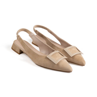 Marta Sling Back Flats — Camel Suede | Made in Italy · Michele Lopriore