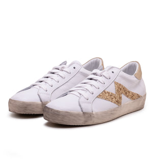 Leather White / glitter platinum