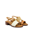 Sorrento Block-Heel Sandal — Raffia Cuoio side view | Michele Lopriore