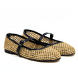 Tania Maryjanes — Raffia Black Leather side view | Michele Lopriore