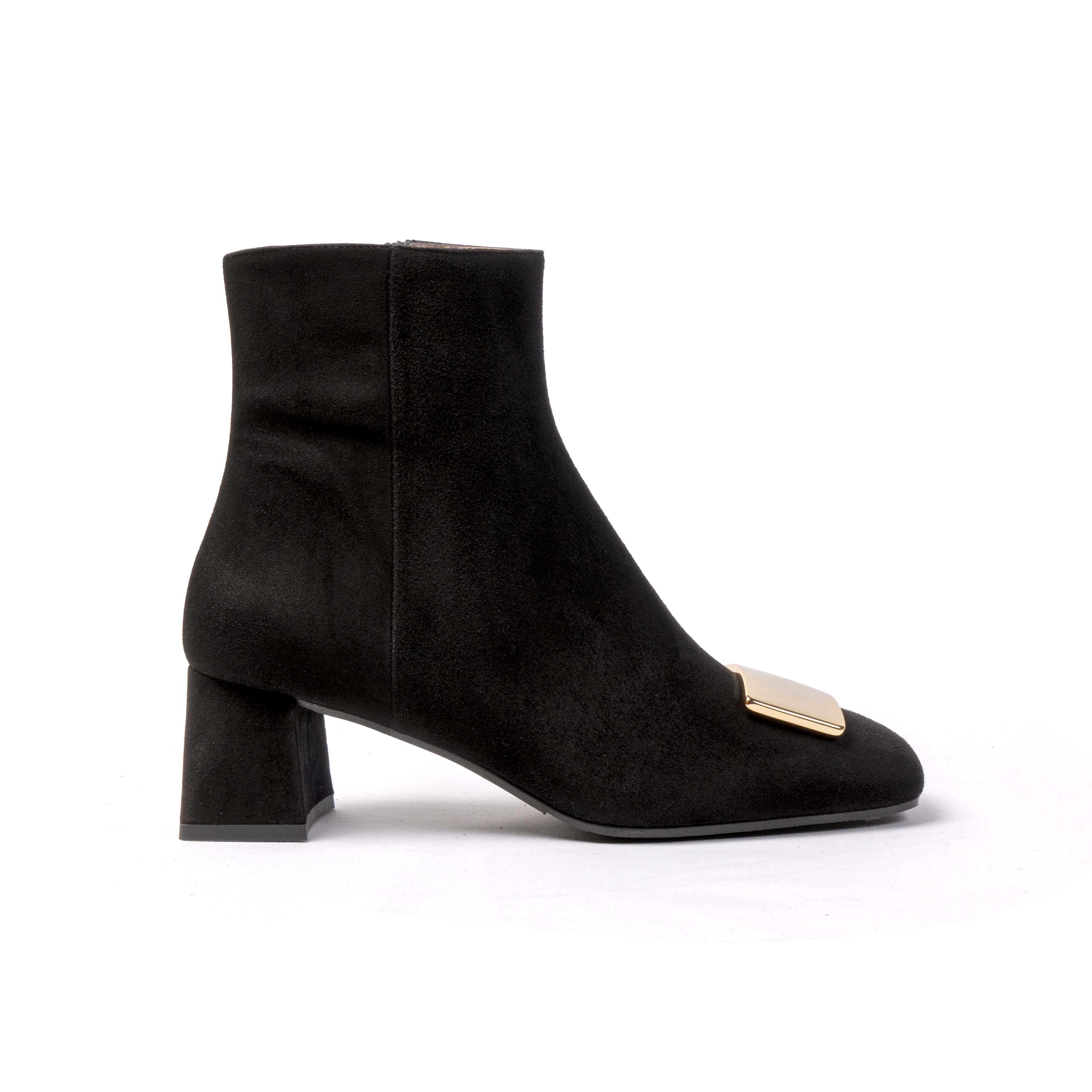 Melania Square-Toe Block-Heel Ankle Boot | Michele Lopriore