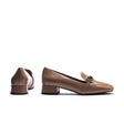 Persia Low Heel Pump — Camel Patent side view | Michele Lopriore