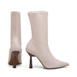 Selena Elastic Ankle Bootie — Beige Elastic Leather side view | Michele Lopriore