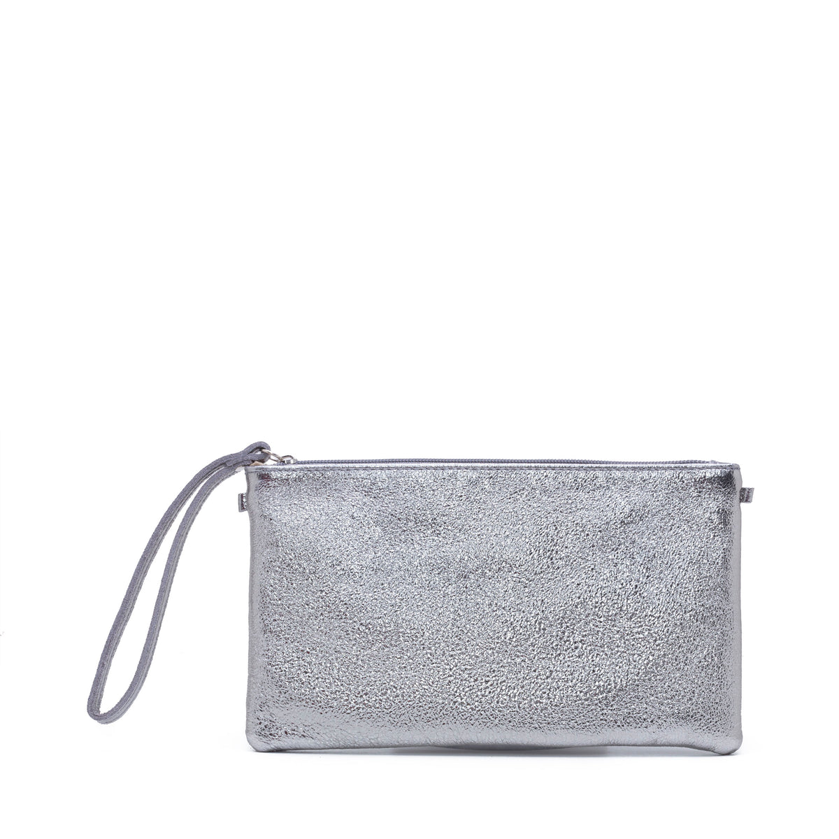 Express Woman Wristlet metallic Silver purse 9x4.5